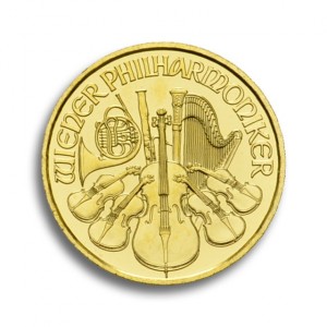 Degussa Goldhandel Goldmuenze 1/10 oz Philharmoniker Vorderseite