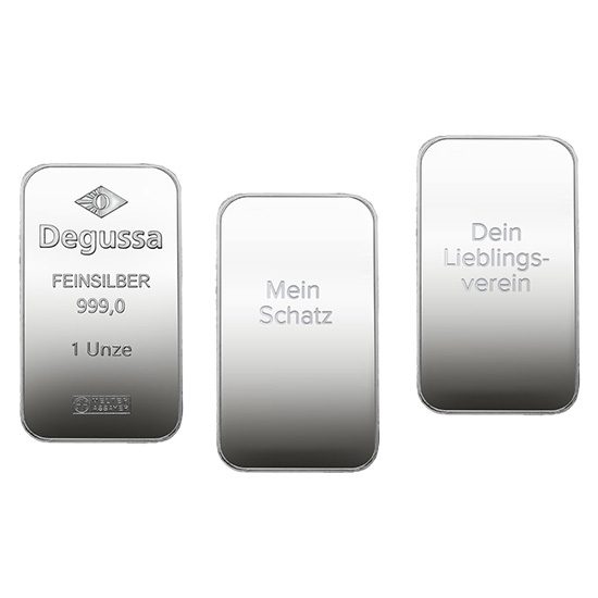 Degussa Silberbarren Gravur Degussa Silberbarren Gravur
