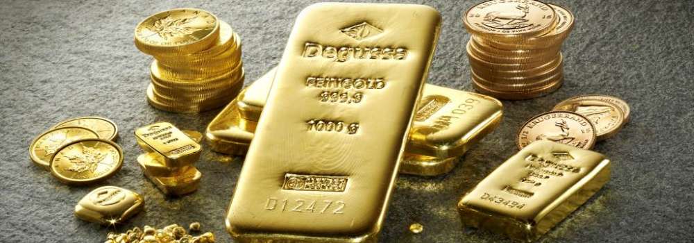 Degussa-Goldhandel-Goldbarren-Muenzen