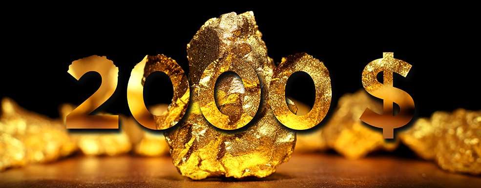 2.000 US-Dollar pro Feinunze. Goldstück 2000 Dollar pro Feinunze