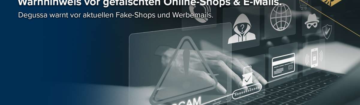 Warnhinweis vor gefälschten Online-Shops & E-Mails.